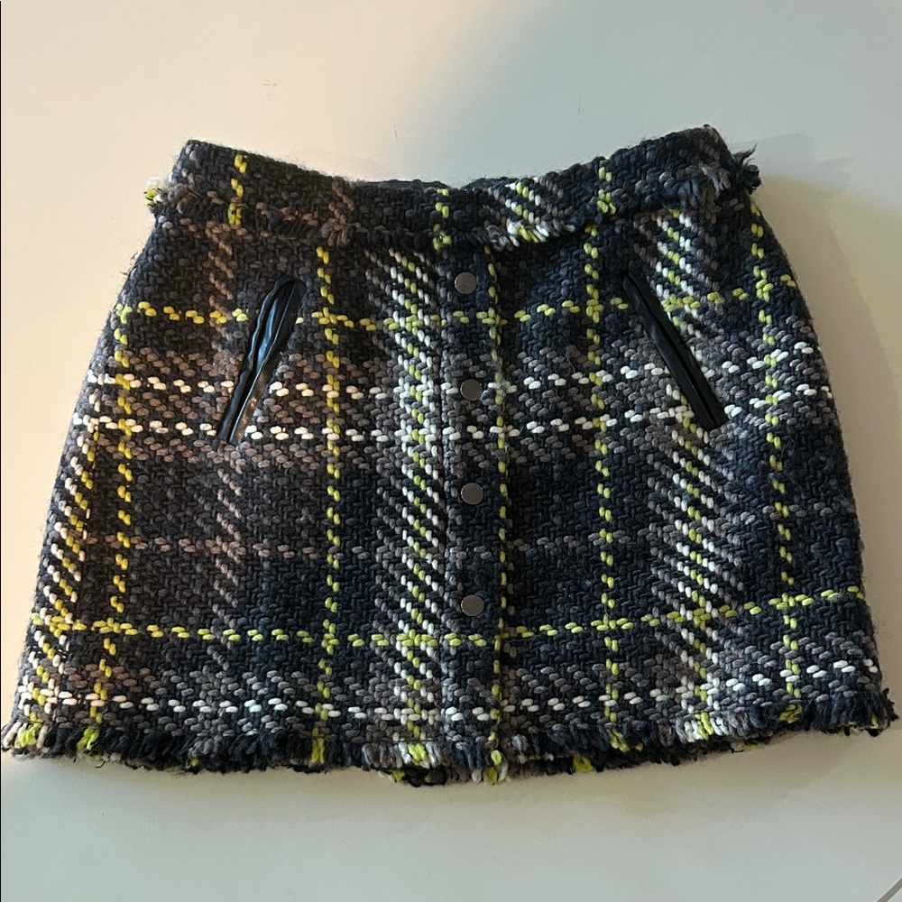 Ramy Brook Black and Yellow Tweed Mini Skirt